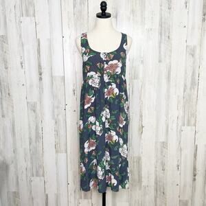 Tavik Rivo Tank Midi Dress Gray Pink Floral Beach Boho Cover Up Vacay Size S